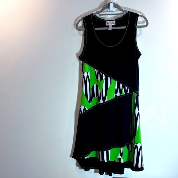 JOSEPH RIBKOFF Sz 12 Asymmetrical 70s Inspired Art To Wear Jersey Knit Dress - Picture 1 of 6